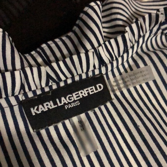 Karl Lagerfeld Paris Sleeveless Blouse-Sz M-Navy & White-EUC - Picture 11 of 16